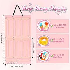 Pink Ribbon Bow Headband Organizer Hanging Strap
