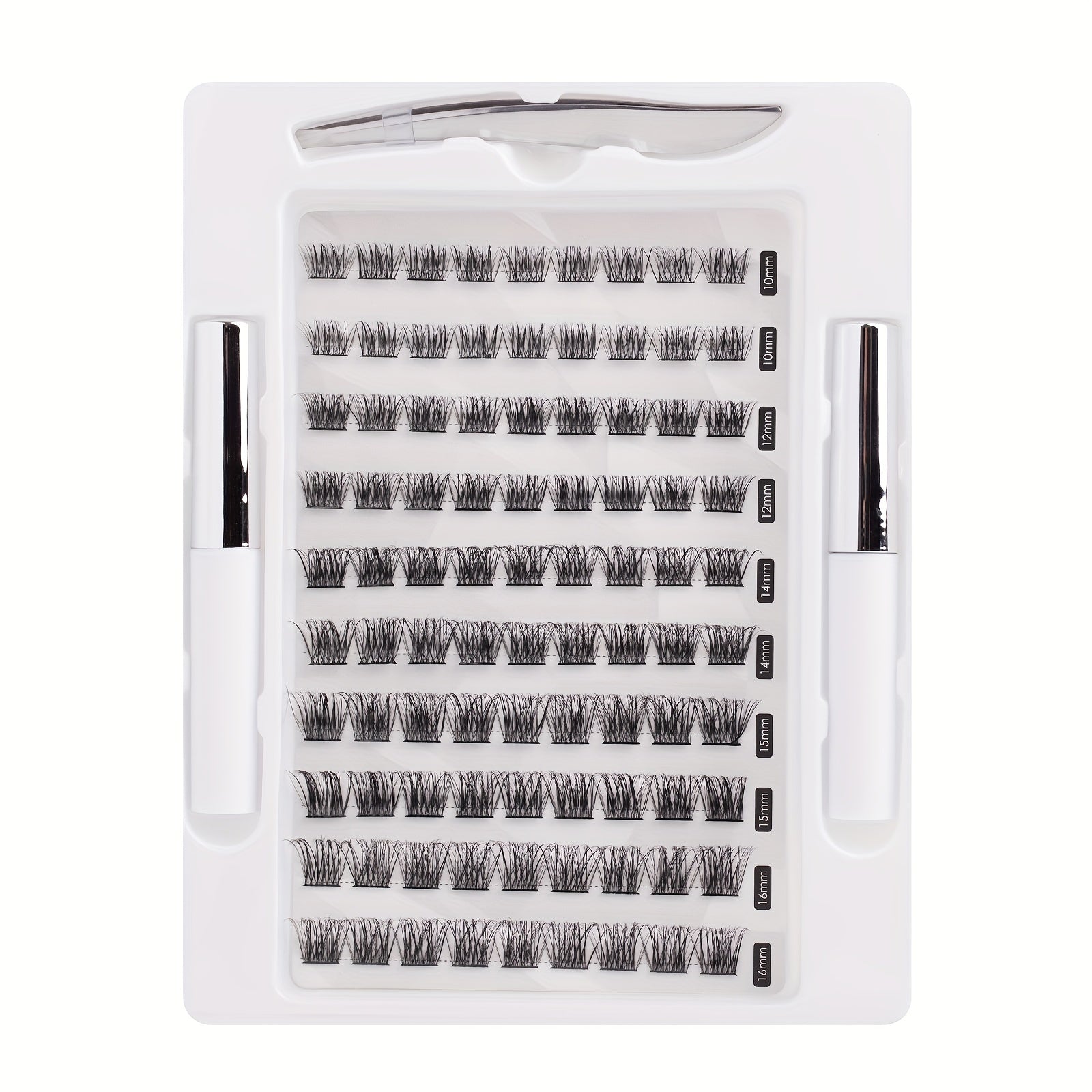 D Curl Long Individual Lash Clusters 90pcs Mixed Tray DIY Eyelash Extensions
