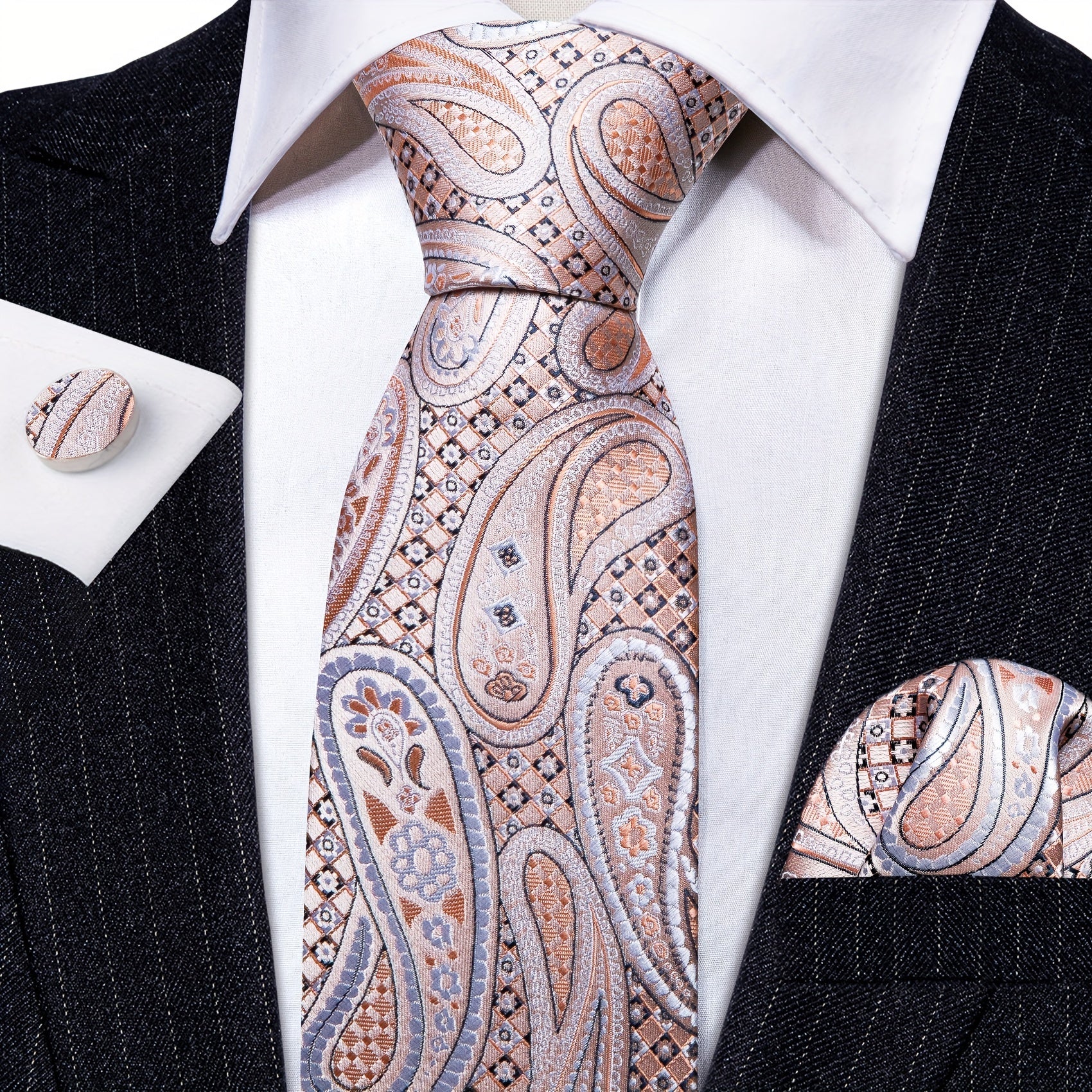 Barry Wang Paisley Floral Necktie Set
