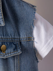 Girls Sleeveless Denim Vest Top for Street Outfit