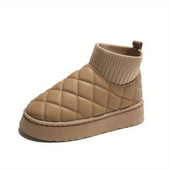 Women's Quilted Ankle Snow Boots Thermal Slip On Boots