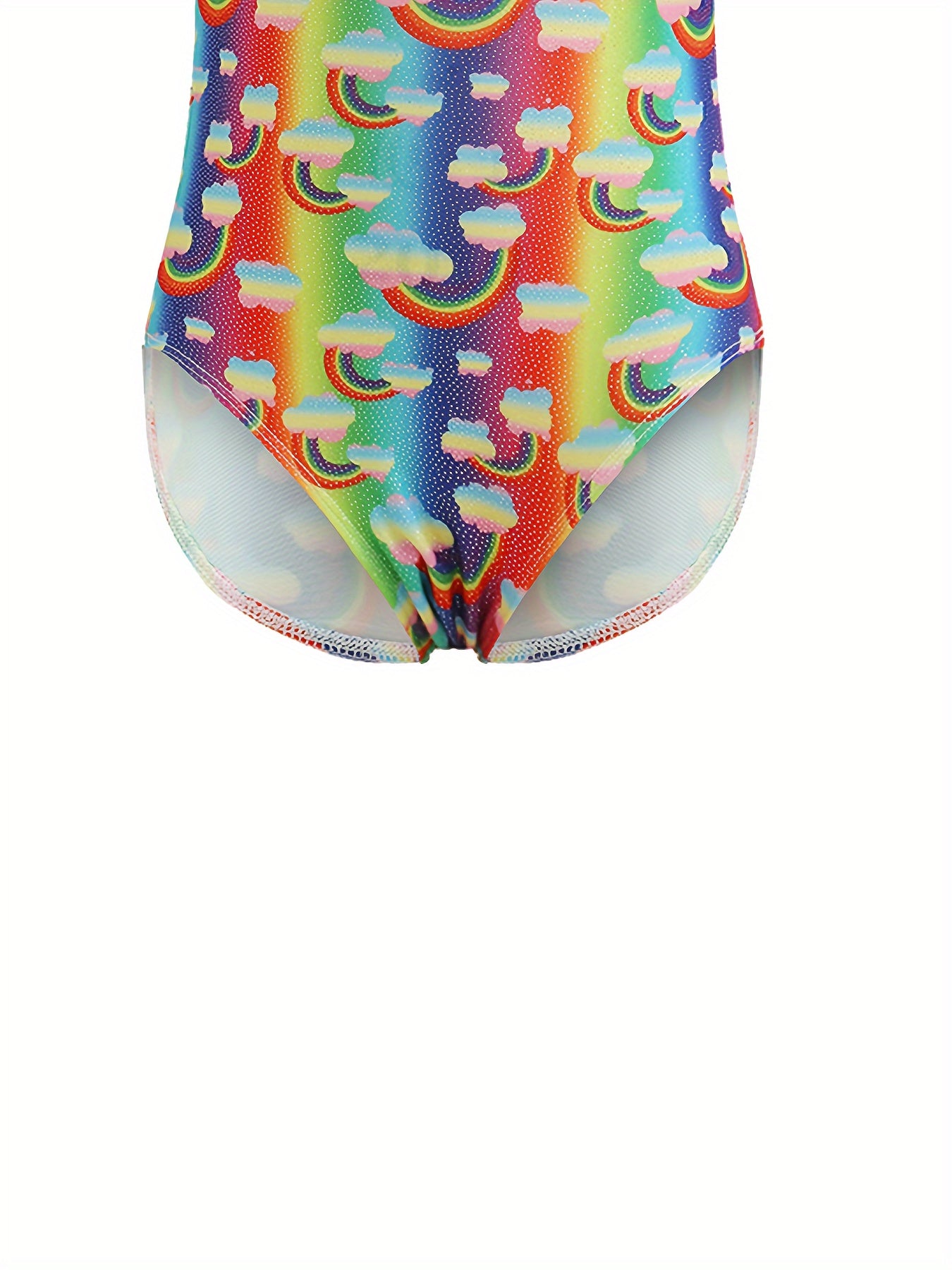 Rainbow Pattern Gymnastics Outfits Girls Stretchy Dance Suit