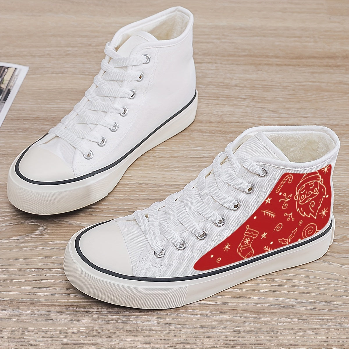 Christmas Plush Lined Thermal Chunky Canvas Sneakers