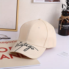 Vintage Embroidery Couple Baseball Cap Solid Cotton Sun Hat Adjustable