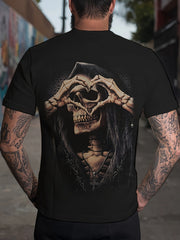 Men's Skull Print Sports T shirt Round Neck Tee Shirt