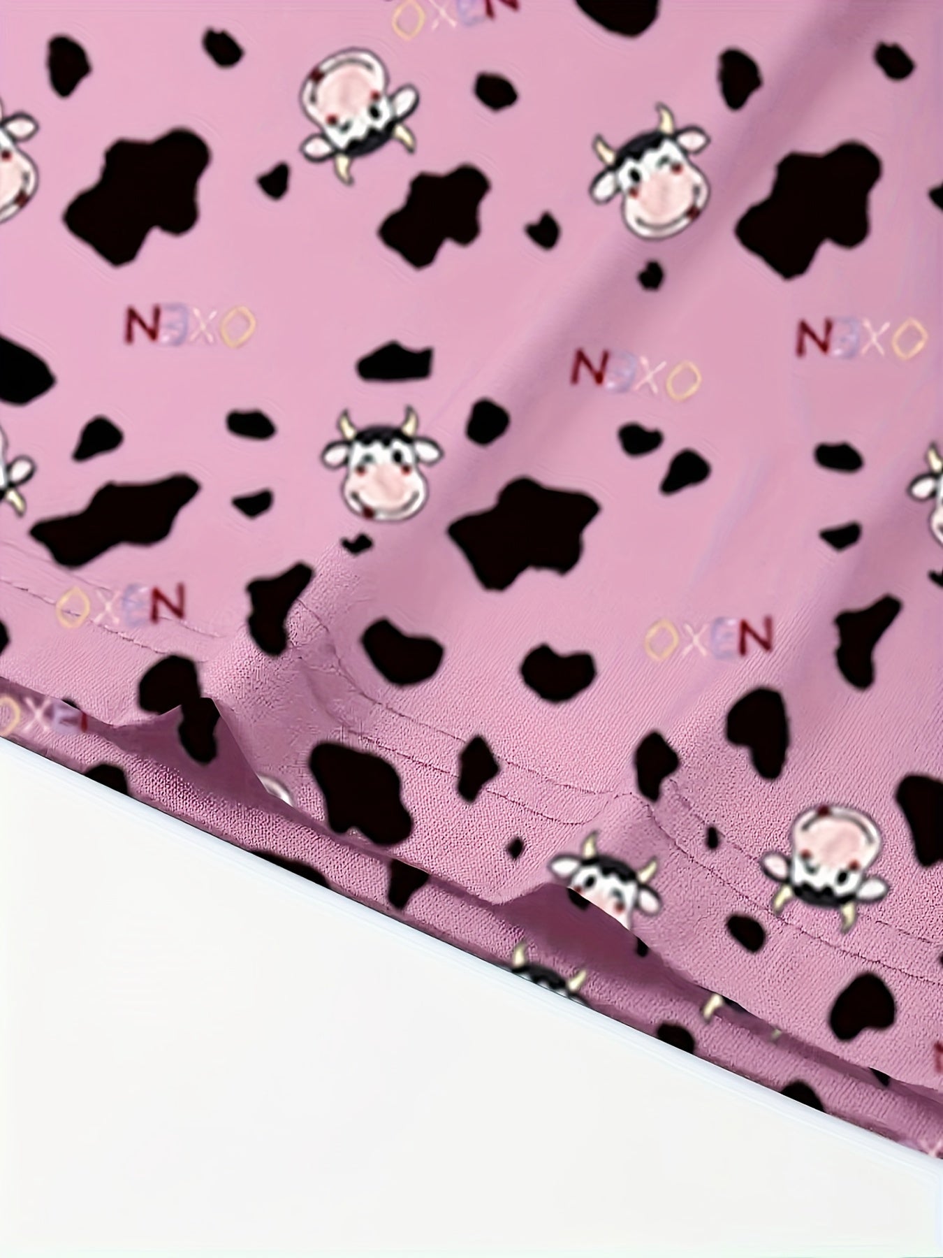 Women's Plus Cow Print Tee & Pants Pajamas 4-Piece Set