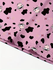 Women's Plus Cow Print Tee & Pants Pajamas 4-Piece Set