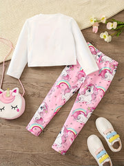 Girls Unicorn 2pcs Long Sleeve Set for Spring Fall