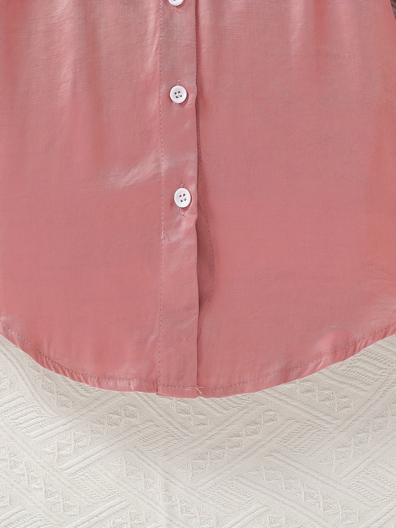 Girls' Casual Button Down Tunic Shirt Dress For Summer Outfit