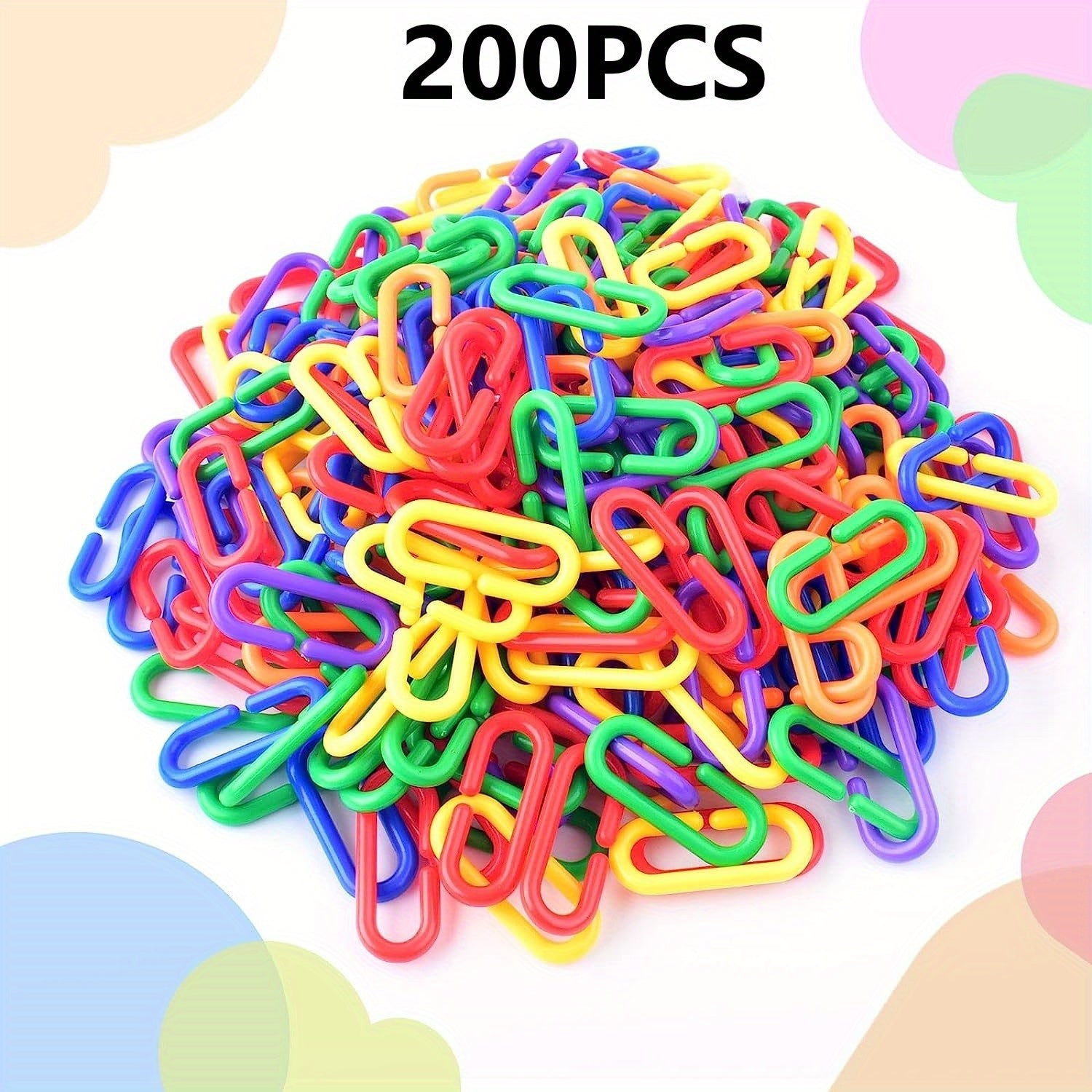 Rainbow Plastic Chain Links for Birds DIY C Clips Hooks and Swing Climbing Toys