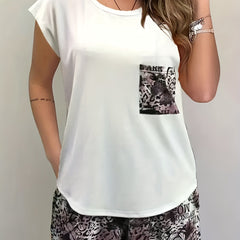 Butterfly & Letter Print Two Piece Set Casual T Shirt & Loose Shorts Outfits