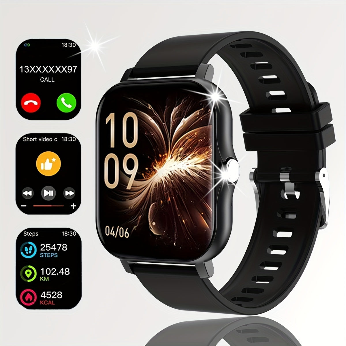 83-Inch Fitness Tracker Smartwatch with Customizable Dial and Wireless Calling