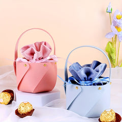 2pcs Wedding Candy Box Leather Bucket Velvet Candy Bag Wedding Gift