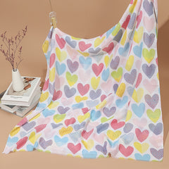 Cartoon Print Square Scarf Frayed Edge Shawl Head Wrap Neckerchief Bandana