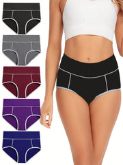 5pcs High Waist Briefs Stretchy Intimates Panties Women's Lingerie