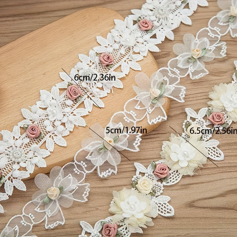 3D Flower Butterfly Lace Trim Ribbon Fabric Sewing Supplies Craft DIY