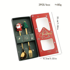 Christmas Spoon Set Santa Claus Elk Doll Spoon