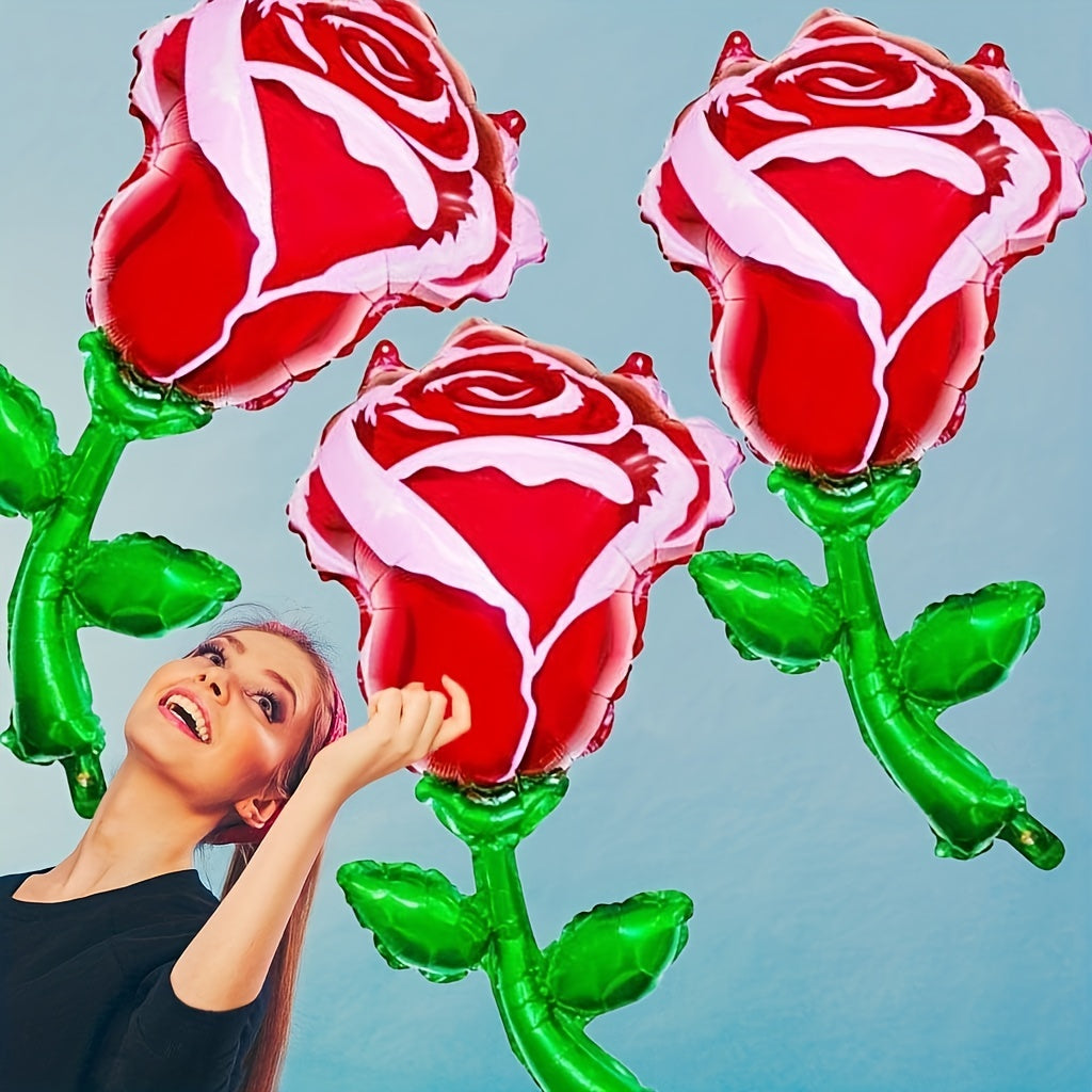 2pcs Red Rose Balloons for Mother's Themed Party Decorations