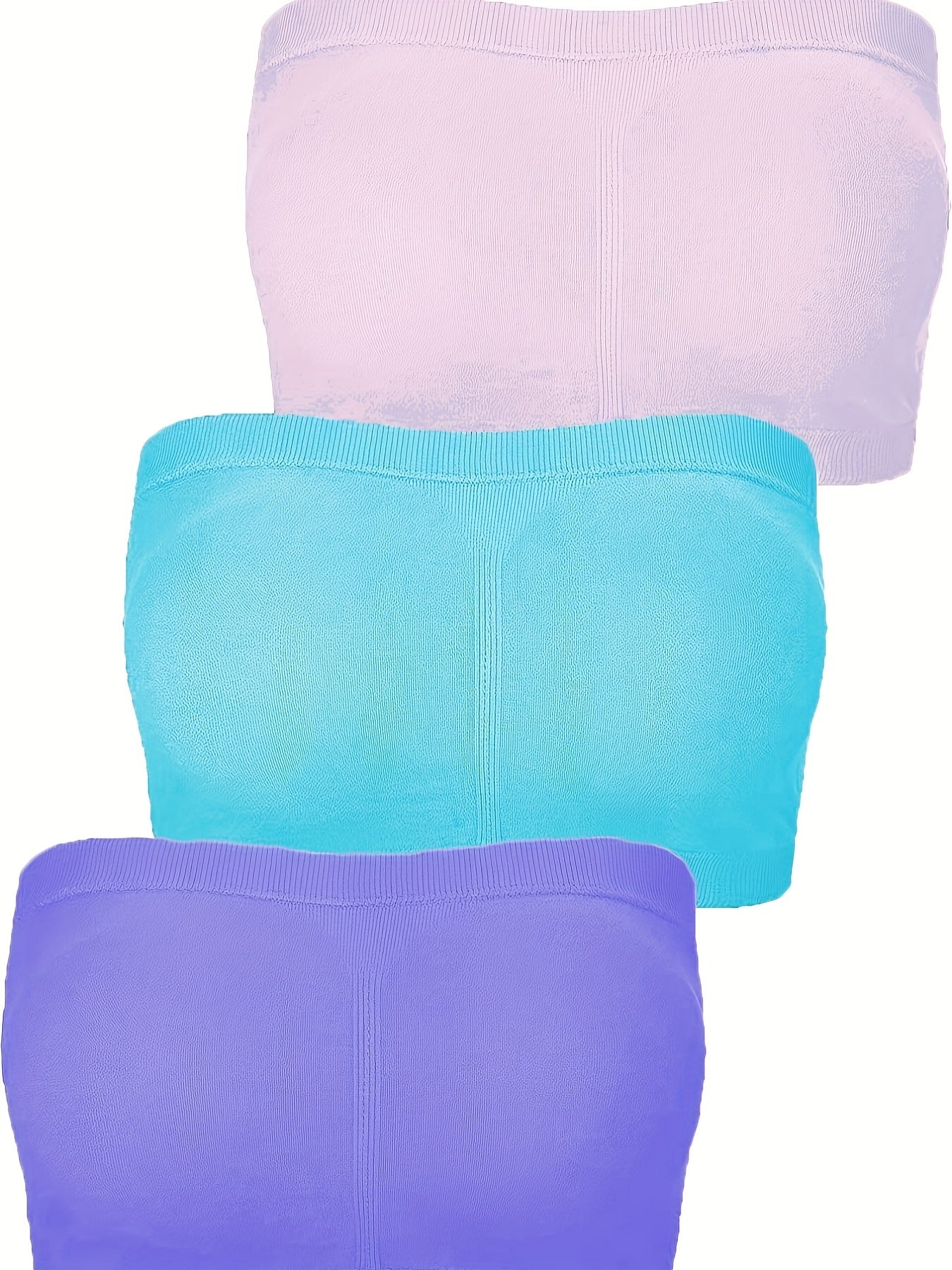 3 Pack Plus Size Seamless Tube Bra Set Women's Plus Medium Stretch Bra Set