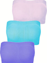 3 Pack Plus Size Seamless Tube Bra Set Women's Plus Medium Stretch Bra Set