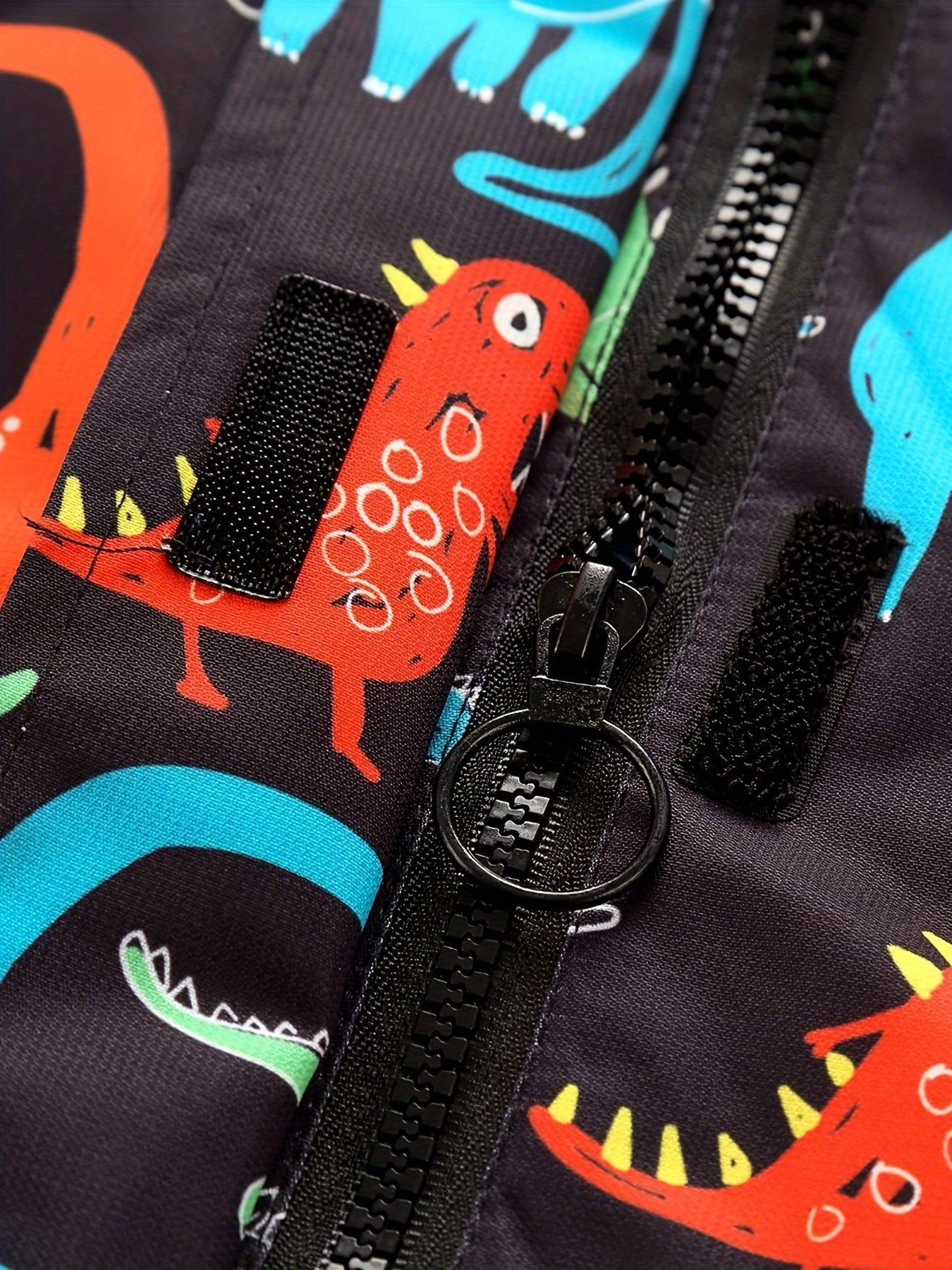 Dino Graphic Print Boy's Hooded Coat Waterproof Windbreaker