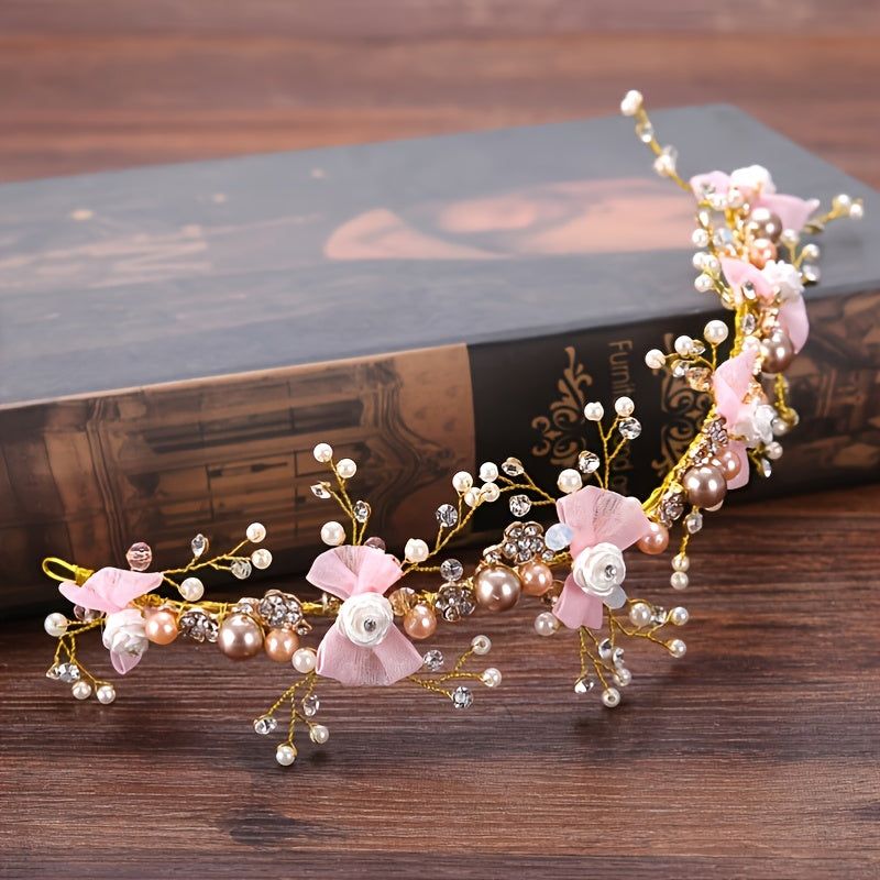 Rhinestone Floral Wedding Headpiece Hair Vine For Brides