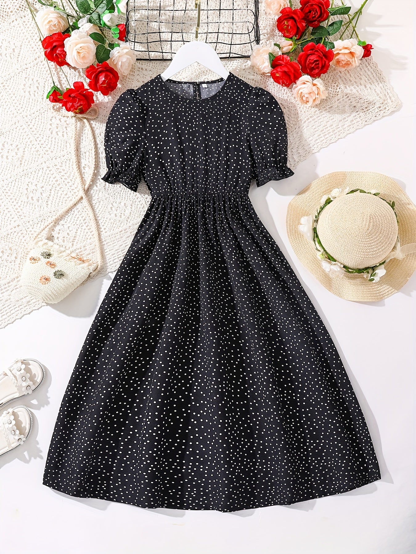 Girls Polka Dot Princess Dress - Party Beach Vacation Teen Summer Clothes