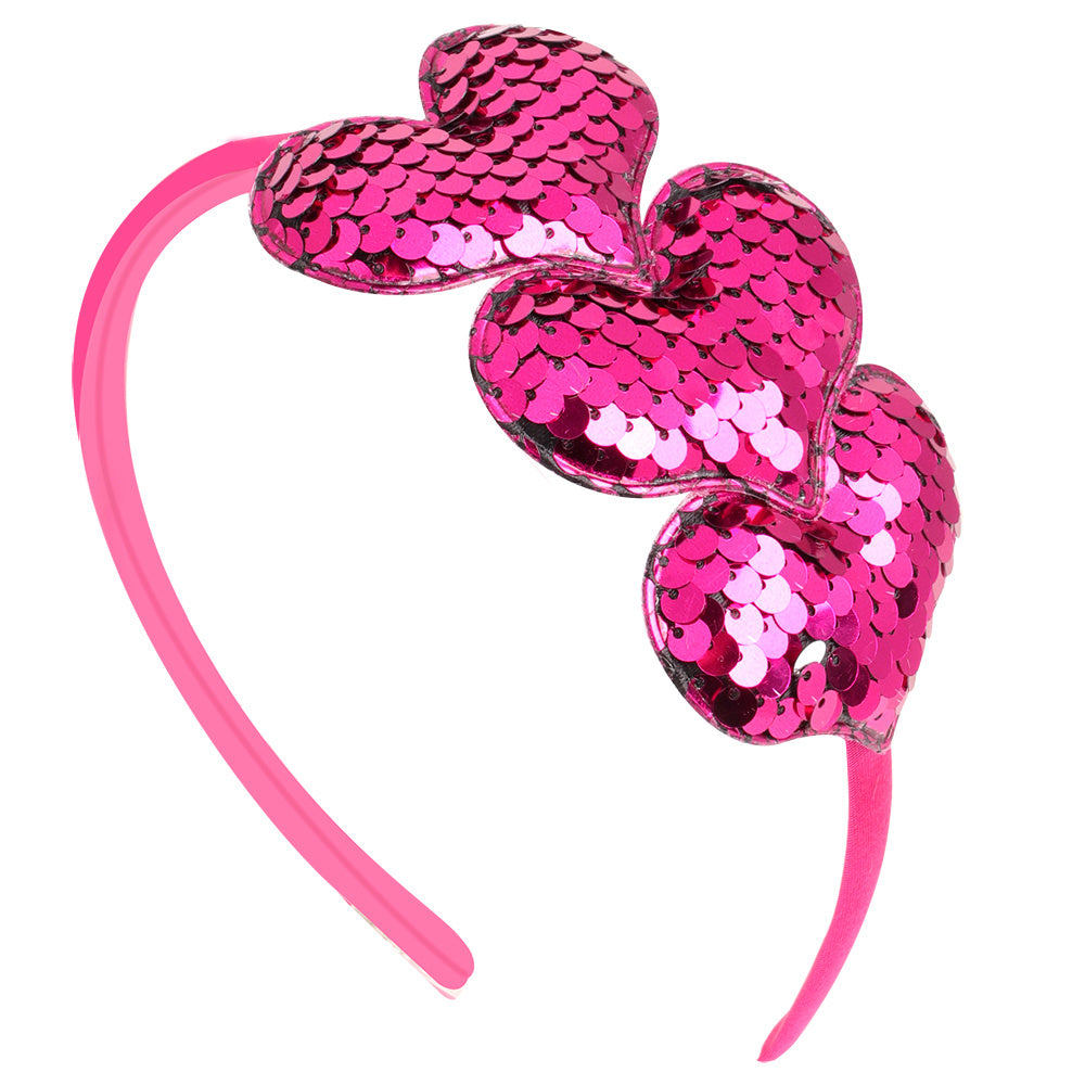 Baby Girls Glitter Sequin Heart Headband Hair Hoops