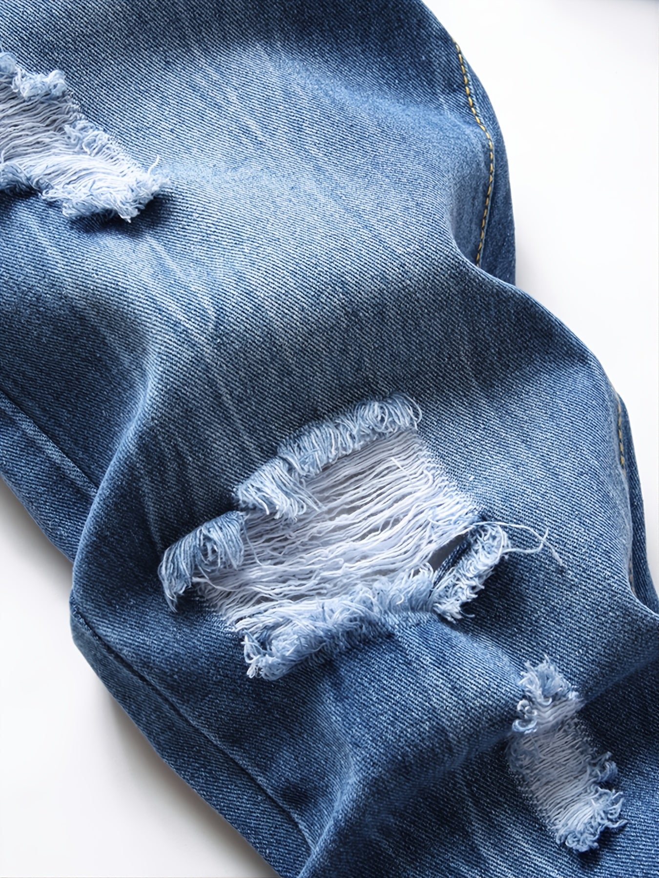 Men's Casual Ripped Jeans in Solid Color