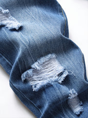 Men's Casual Ripped Jeans in Solid Color
