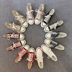 Women's Canvas Lace Up Sneakers Comfortable Low Top Shoes
