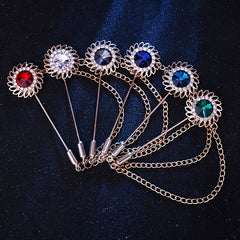 Men's Sunflower Long Brooch Pin Business Suit Jacket Accessories