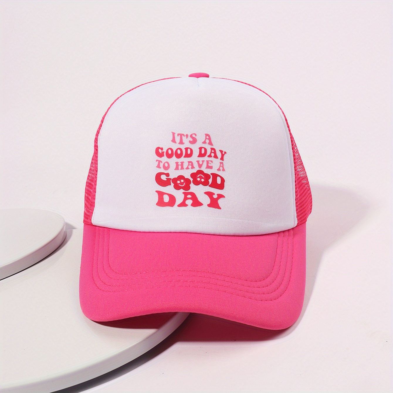 Rose Red Adjustable Trucker Hat Breathable Dad Hats For Women