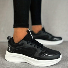 Women's Mesh Platform Sneakers Breathable Lace Up Casual Running Shoes