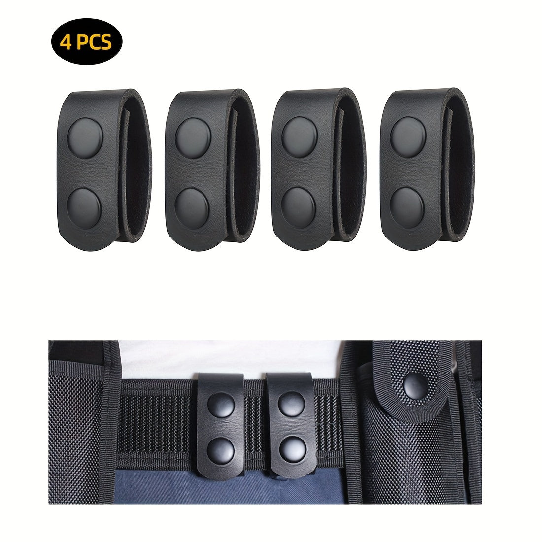4pcs Tactical Fixed Buckles PU Leather Belt Keepers for Outdoor Mountaineering