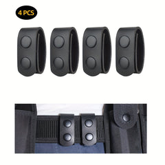 4pcs Tactical Fixed Buckles PU Leather Belt Keepers for Outdoor Mountaineering