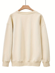 Silly Goose Print Pullover Sweatshirt Crew Neck for Spring & Fall