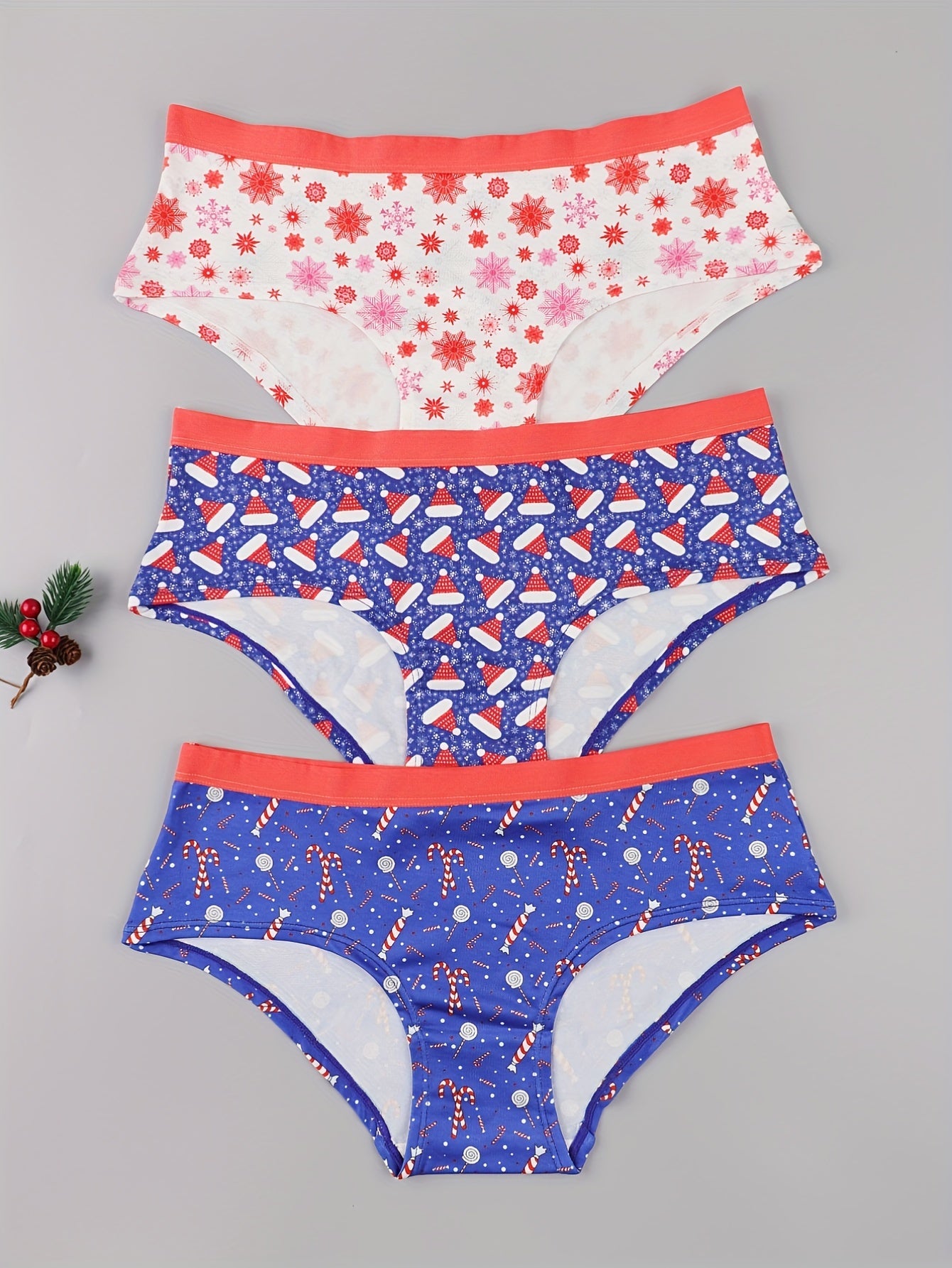 3 Pack Plus Size Christmas Panties Set Women's Plus