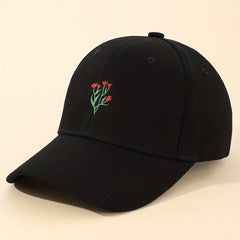 Flower Embroidery Baseball Cap Sun Hat for Women