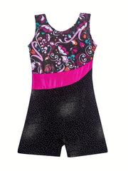 Girls Sleeveless Gymnastics Suit Compression Bodysuit