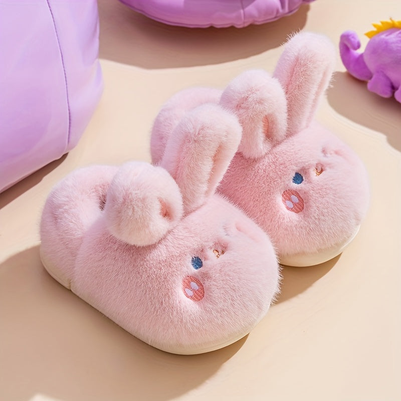 Rabbit Furry House Shoes For Girls Non Slip Soft Bottom Walking Shoes