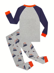 Boys Train Graphic Long Sleeve T Shirt & Pants Set