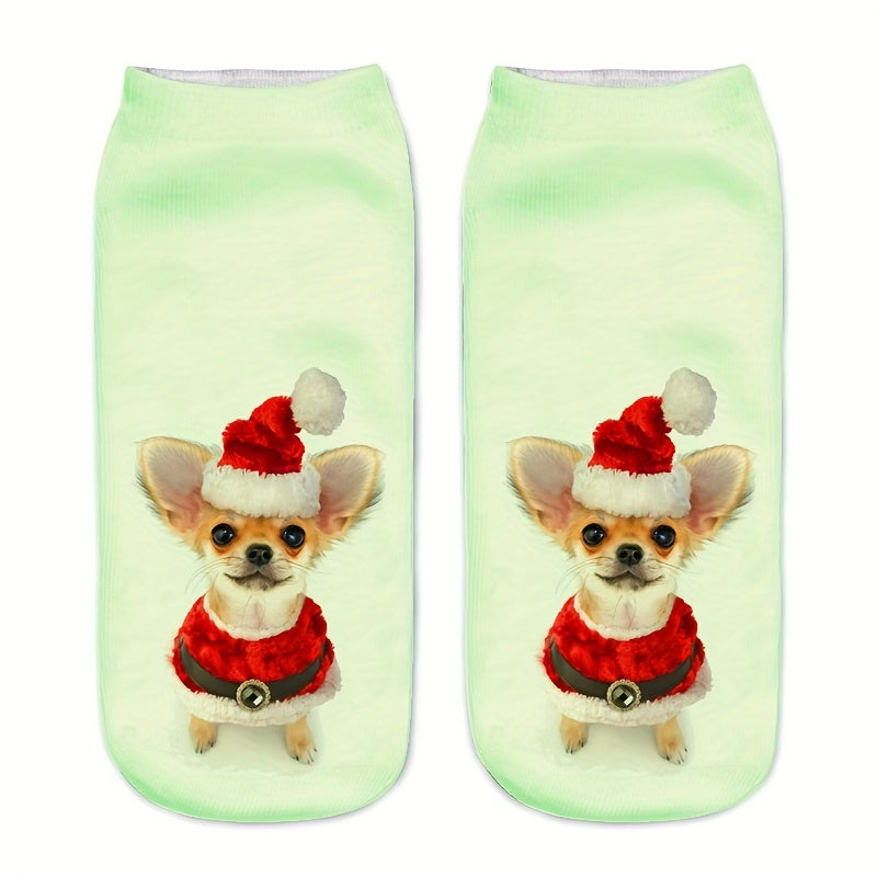 3D Dog Pattern Socks Low Cut Women's Stockings