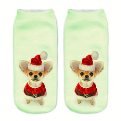 3D Dog Pattern Socks Low Cut Women's Stockings