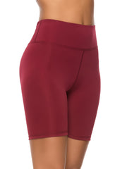 High Waist Yoga Sports Pants Red Stretchy Side Stitching Short Pants