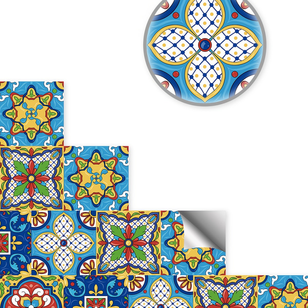 10pcs Moroccan Frosted Flower Tile Wall Sticker Self Adhesive Waterproof