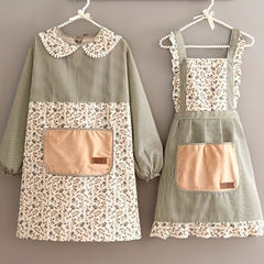 Cotton Canvas Apron Women's Long Sleeve Kitchen Apron