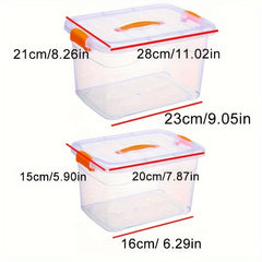 Transparent Plastic Storage Box With Handle Large Capacity