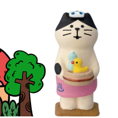 Three Cat Foot Soaking Hot Spring Desktop Ornament
