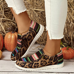 Womens Striped Canvas Slip-On Outdoor Shoes Lightweight Low Top Sneakers